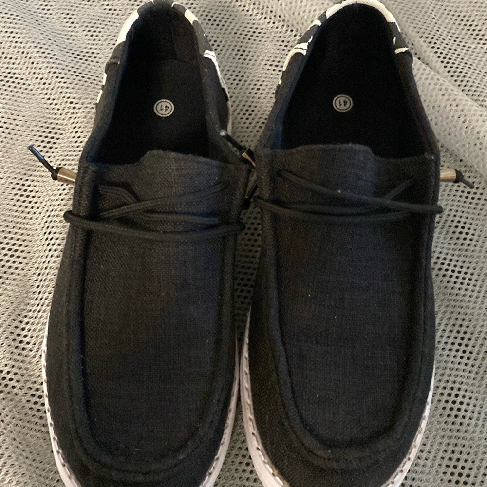 Cow print canvas slide ins